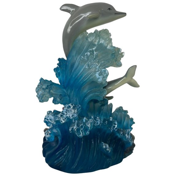 Vintage 1990s Splashing Dolphins Figurine Room Decor Water Coral Moorish 7 in - Picture 3 of 11